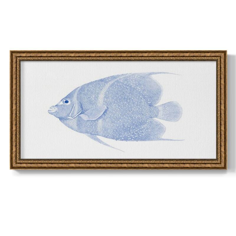 Blue & White Tropical Fish V Premium Framed Canvas- Ready to Hang