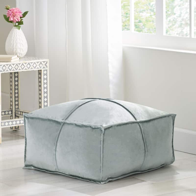 Nakisha Velvet Square Bean Bag Ottoman by Christopher Knight Home