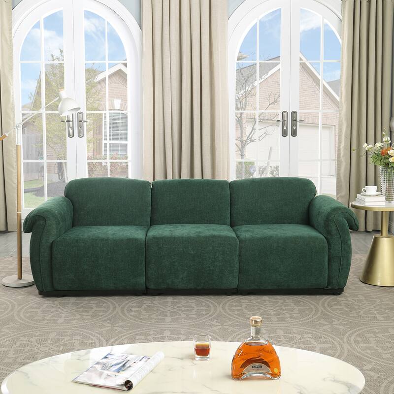 93" 3-Seater Chenille Modular Sofa - Fashionable Sofa with Iron Frame for Living Room, Bedroom