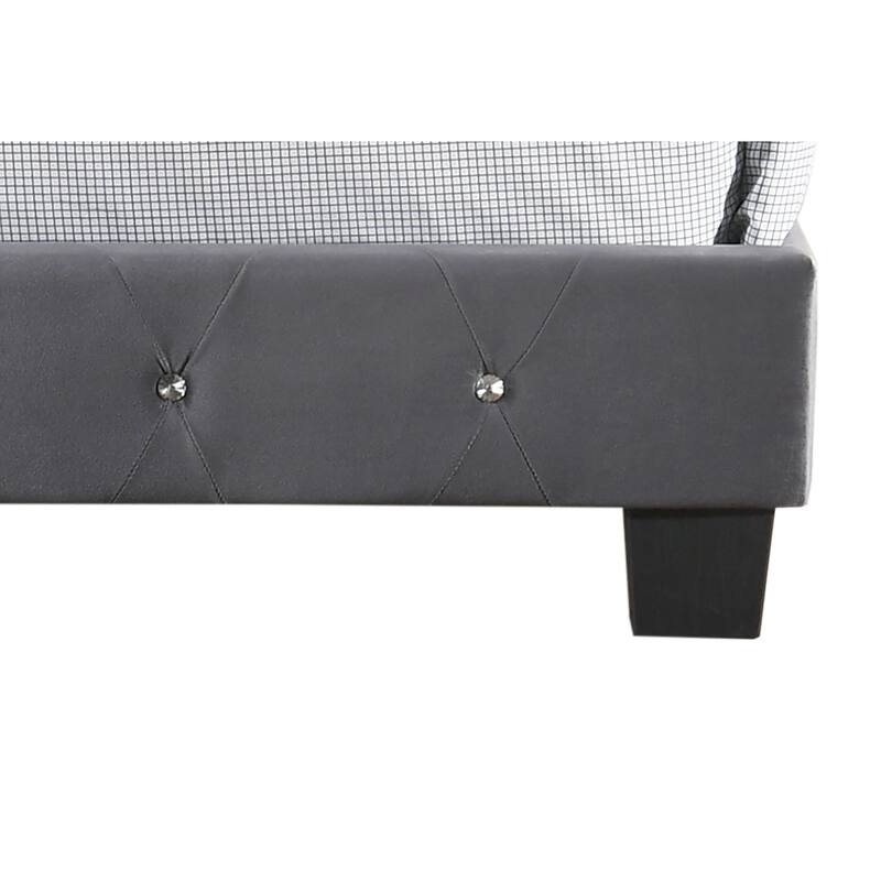Suffolk Velvet Upholstered Jewel Accent Tufted Nailhead Panel Bed