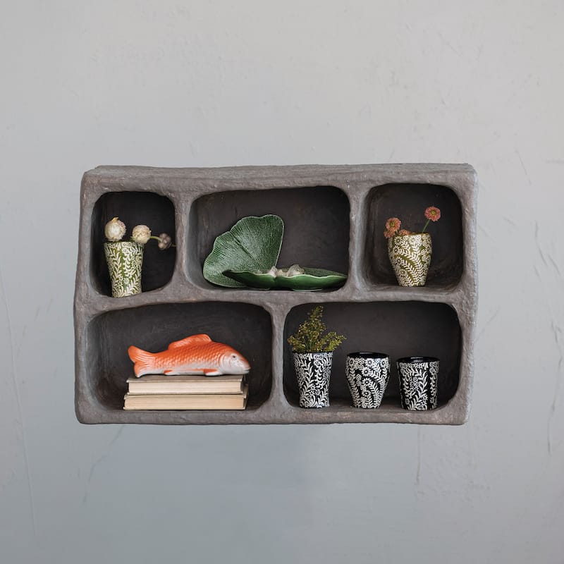 Paper Mache Wall Shelf with 5 Sections - 28.0"L x 18.0"W x 9.0"H