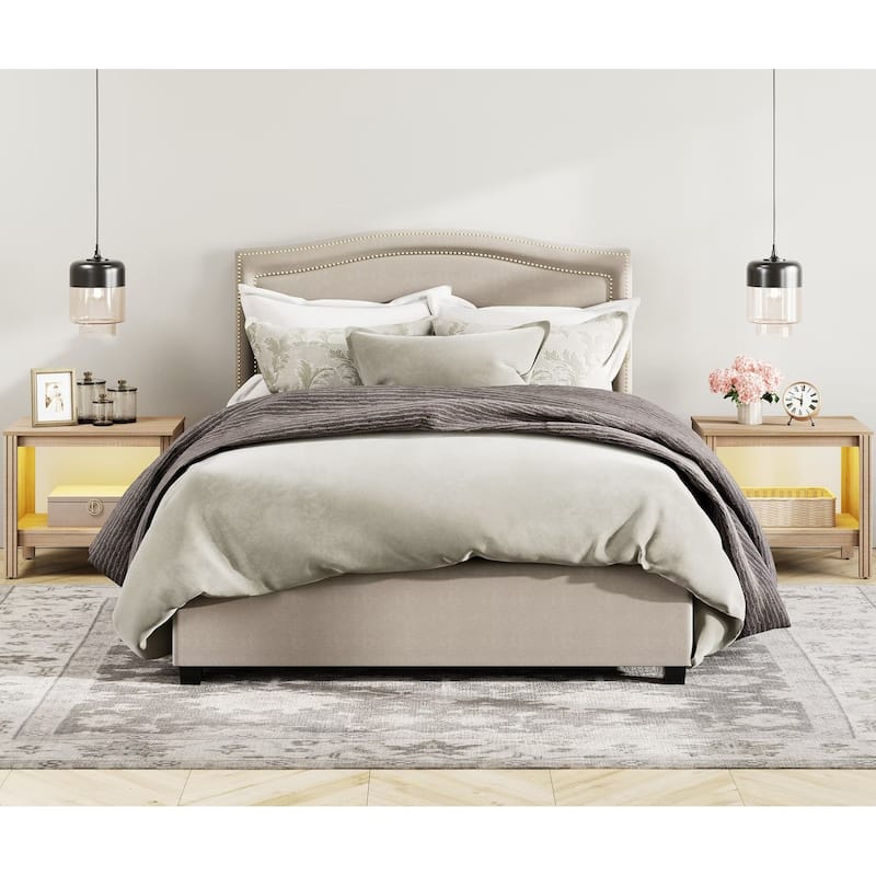 Classic End Table Nightstand, Side Table with Storage Shelf (Set of 2)