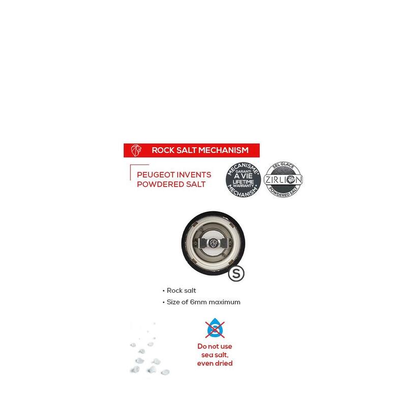 Peugeot Daman u'Select, Zirlion Electric Salt Mill, Black, 6 inch, 6 Preset Grinding Settings