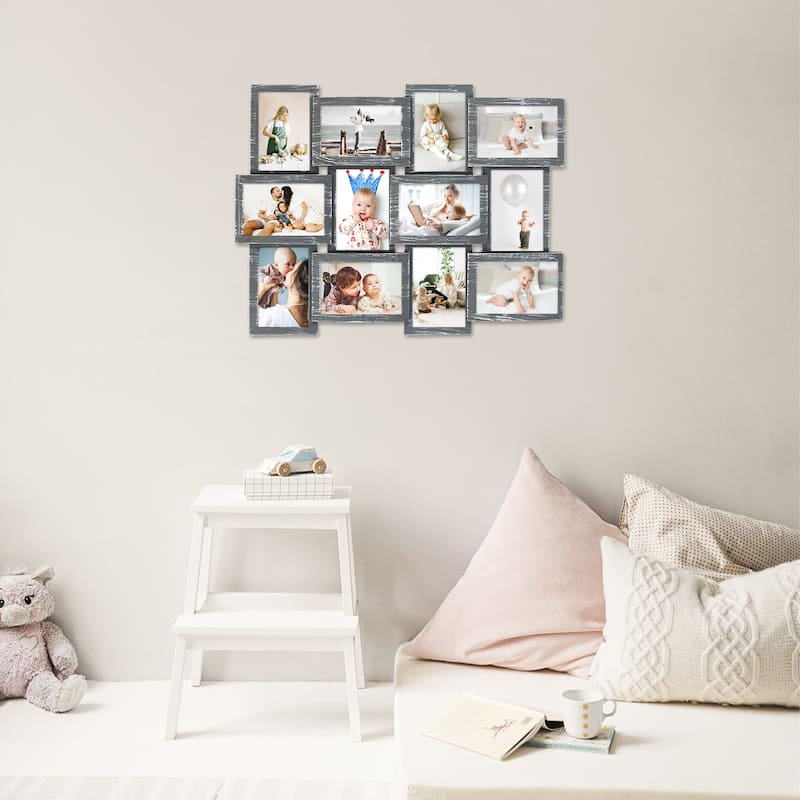 HELLO LAURA HELLO LAURA 12 Opening Decorative Wall Hanging Collage Puzzle Picture Photo Frame - Silver