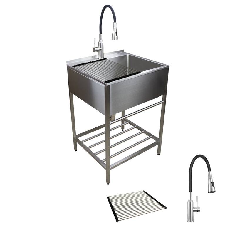 Transolid TRS_TFH-2522 Contemporary Laundry Washstand 25" Free - Brushed Stainless