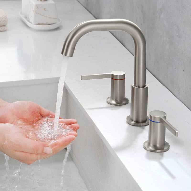 Widespread Bathroom Faucet 3 Holes Bathroom Sink Faucet Two Handle 8 Inch Modern Basin Vanity Mixer Taps With Valve