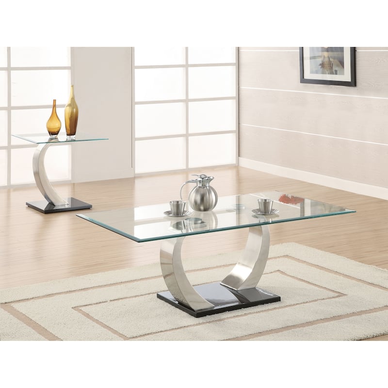 Pruitt Coffee And End Table Set Satin Silver - 2-piece set