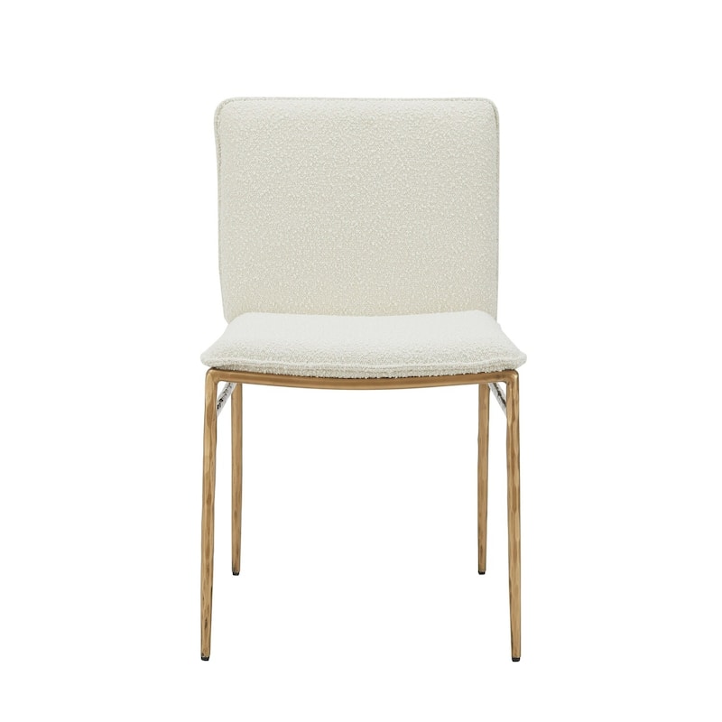 Brass Gold/Off White Polyester Upholstered Metal Frame Dining Chair, Sturdy Dining Chair for Dining Rooms - 20.5