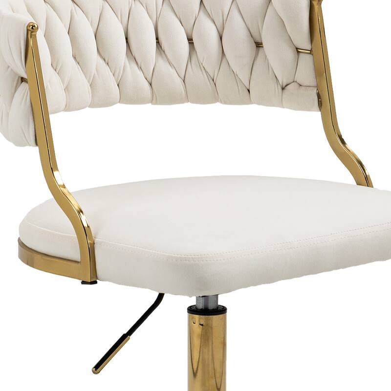 Velvet Home Desk Chair Office Swivel Chair with Wheels and Gold Base