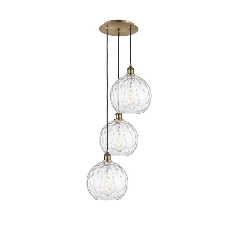 Innovations Lighting Athens Water Glass 3 Light 17" Multi-Pendant - Antique Brass