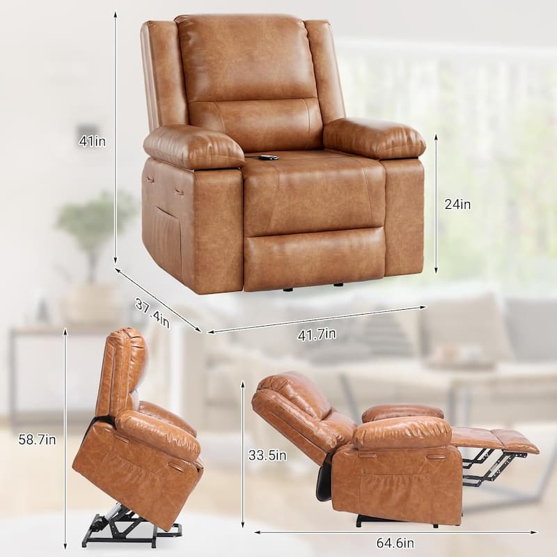 Power Lift Recliner Sofa Chair, Lounge Sofa with Built-in Massage for Living Room, Bedroom
