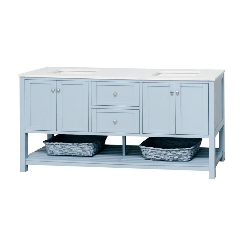 KitchenBathCollection Lakeshore 72" Double Bathroom Vanity with Engineered White Top