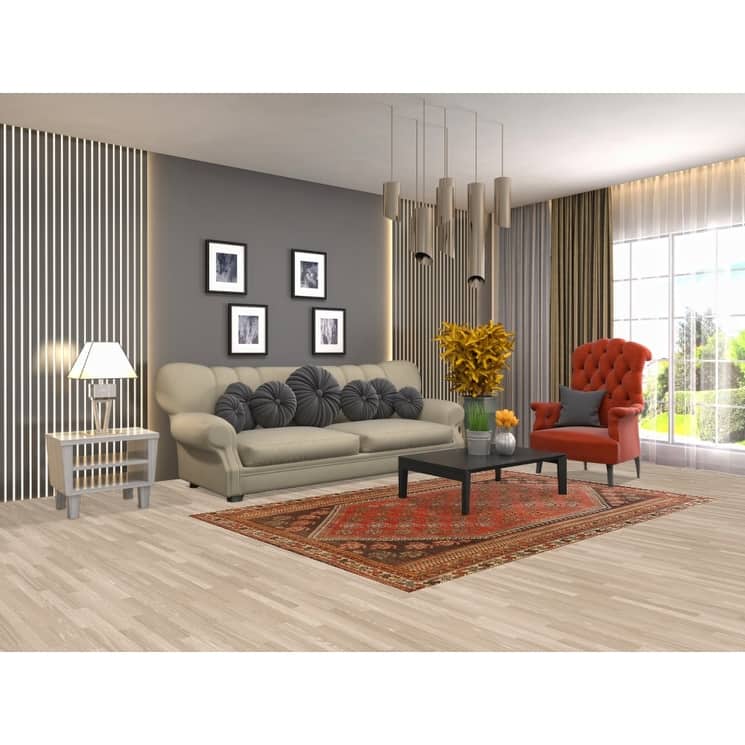Hand Knotted Oriental 100% Wool Carpet Traditional Geometric Oranges & Rust Shiraz Area Rug - 7' 9'' X 5' 0''