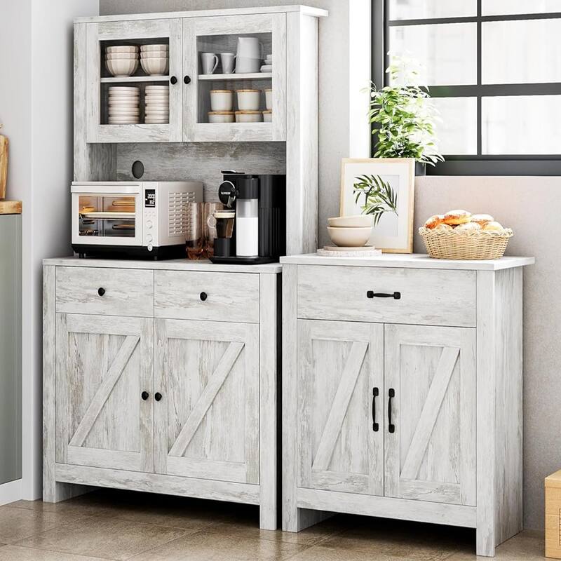 Kitchen Pantry Storage Cabinet with Microwave Stand