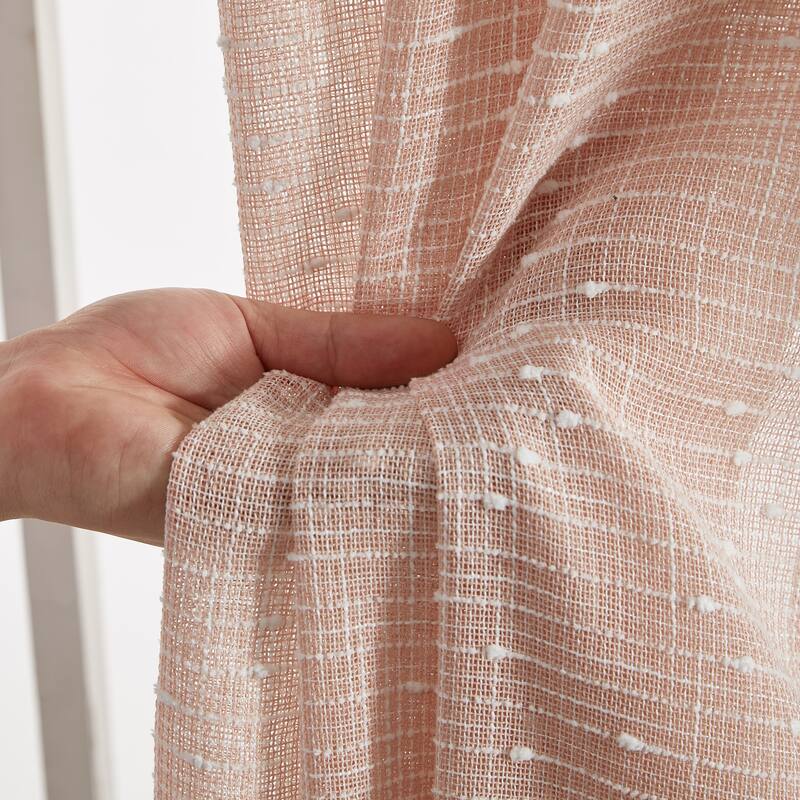 HLC.ME Emily Faux Linen Semi Sheer Light Filtering Transparent Grommet Lightweight Window Curtains Drapery Panels, 2 Panels