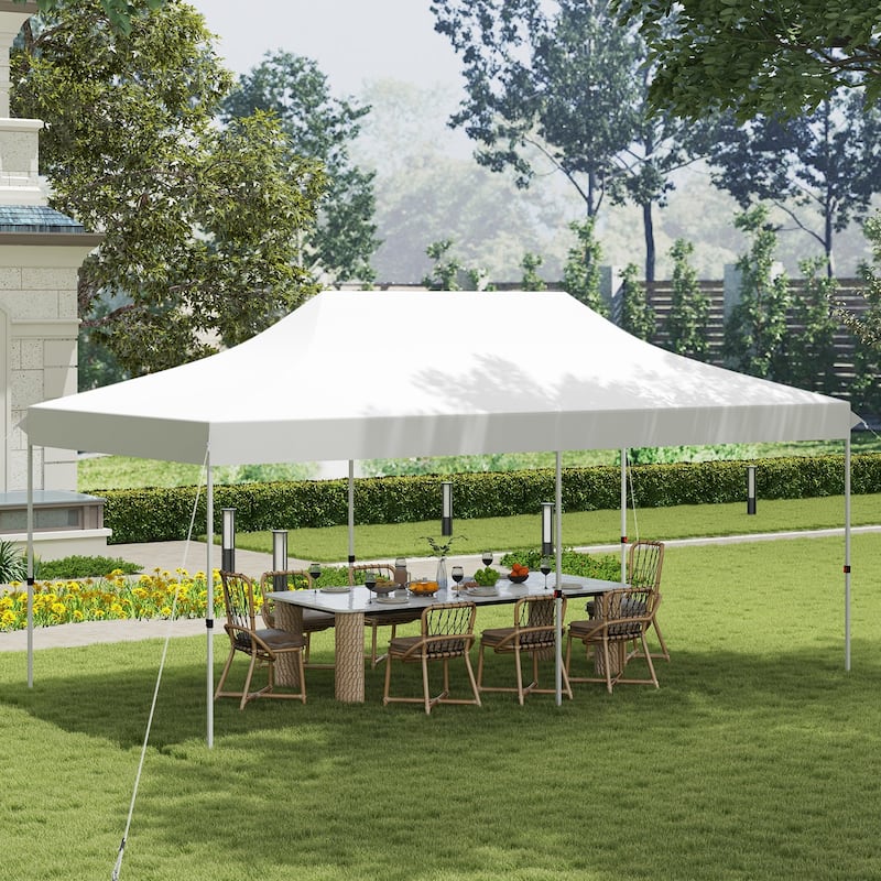 Pop Up Canopy Tent with 6 Sidewalls and Windows for Outdoor Events - 240” x 120” x 116.4”-124.8”