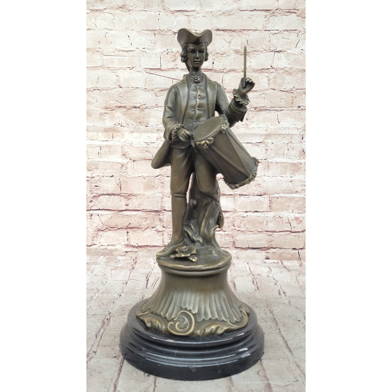 American Revolutionary War Drummer - Bronze Metal Figure Statue Sculpture Original Art By Milo