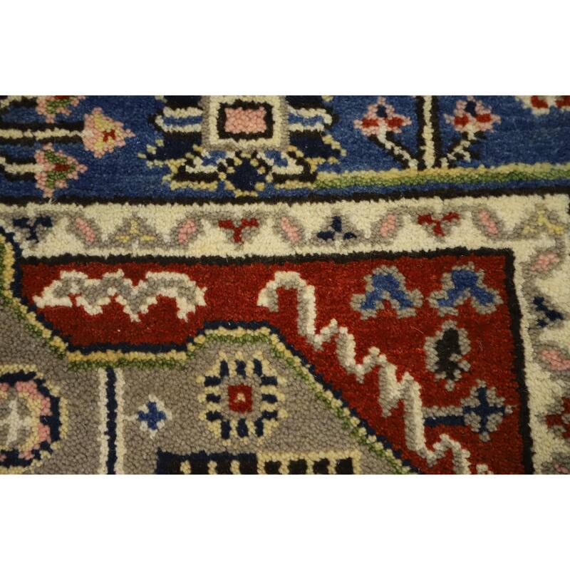 Hand Knotted Oriental 100% Wool Carpet Traditional Geometric Beige & Ivories Kazak Area Rug - 5' 10'' X 4' 0''