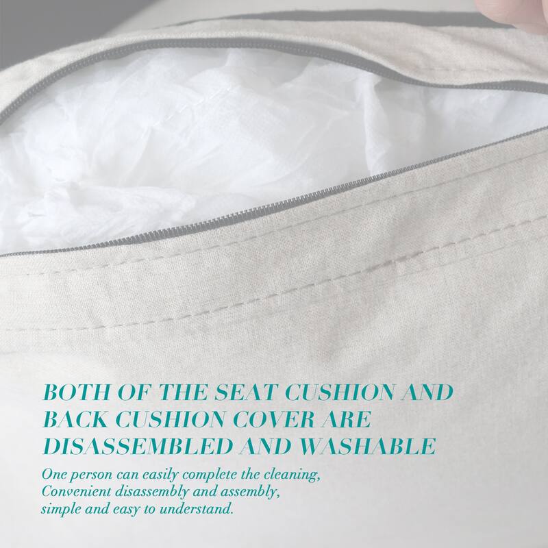 Beige Fabric Loveseat with Storage, 60x32x35 inches