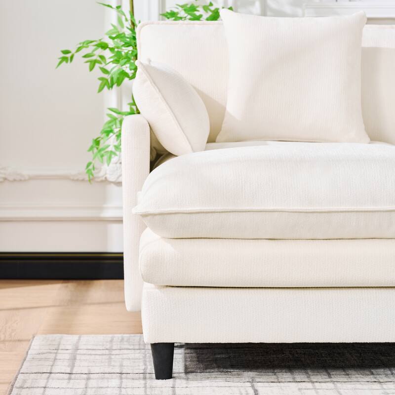 U-Shaped Modular Sectional Sofa, Comfy Deep Seat Cloud Couch with 2 Movable Ottomans, Large 4 Seat Sofa with Pillows