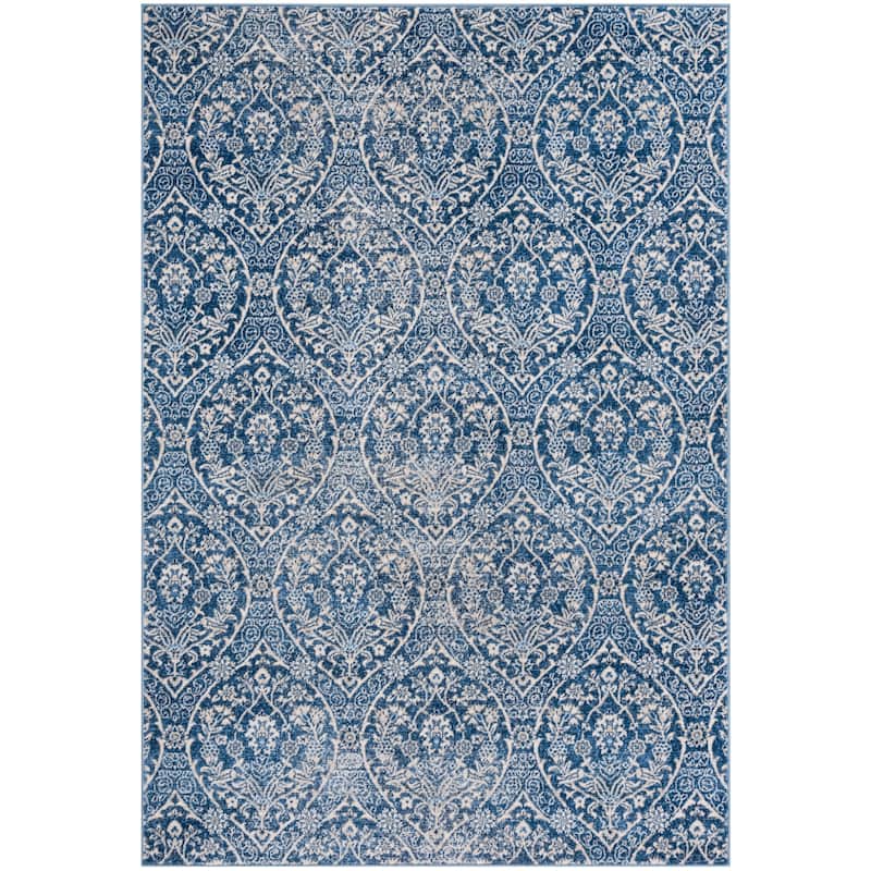 SAFAVIEH Brentwood Rosalba Traditional Oriental Rug - Navy/Light Grey - 5' 3" x 7' 6"