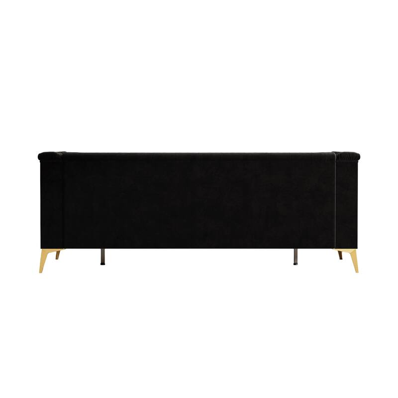 82'' Modern Velvet 3-Seater Couch with Tufted Design and Gold Metal Legs