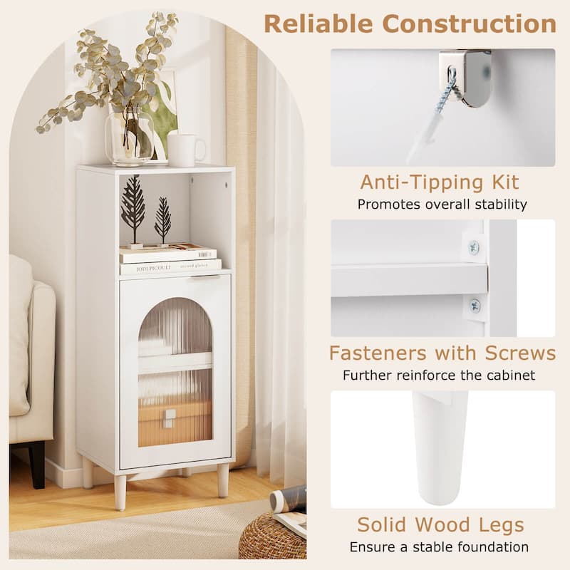 Costway Bathroom Floor Cabinet Wood Side Storage Organizer with - See Details