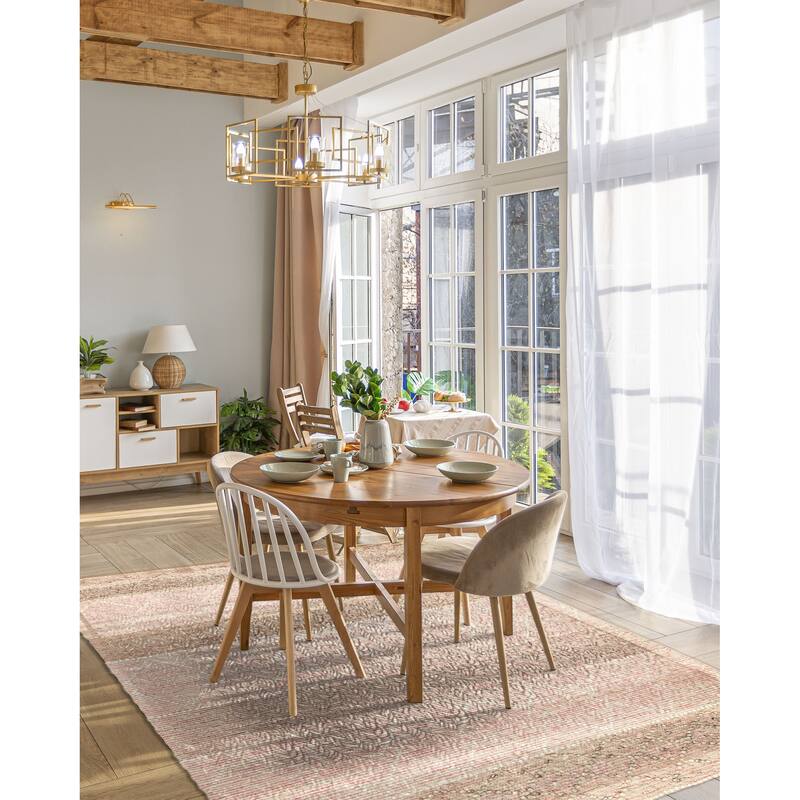 ECARPETGALLERY Braid weave Sienna Pink Wool Rug - 5'0 x 7'10