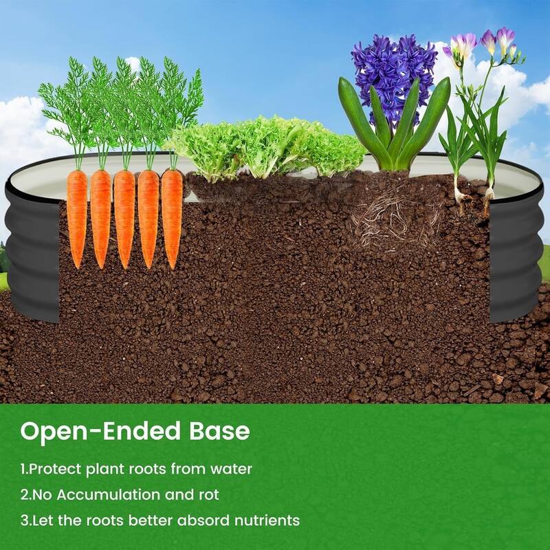 2-Pack Galvanized Steel Oval Raised Garden Beds (4.5x2x1.5FT) - Large Metal Planter Box with Open Base Off-White