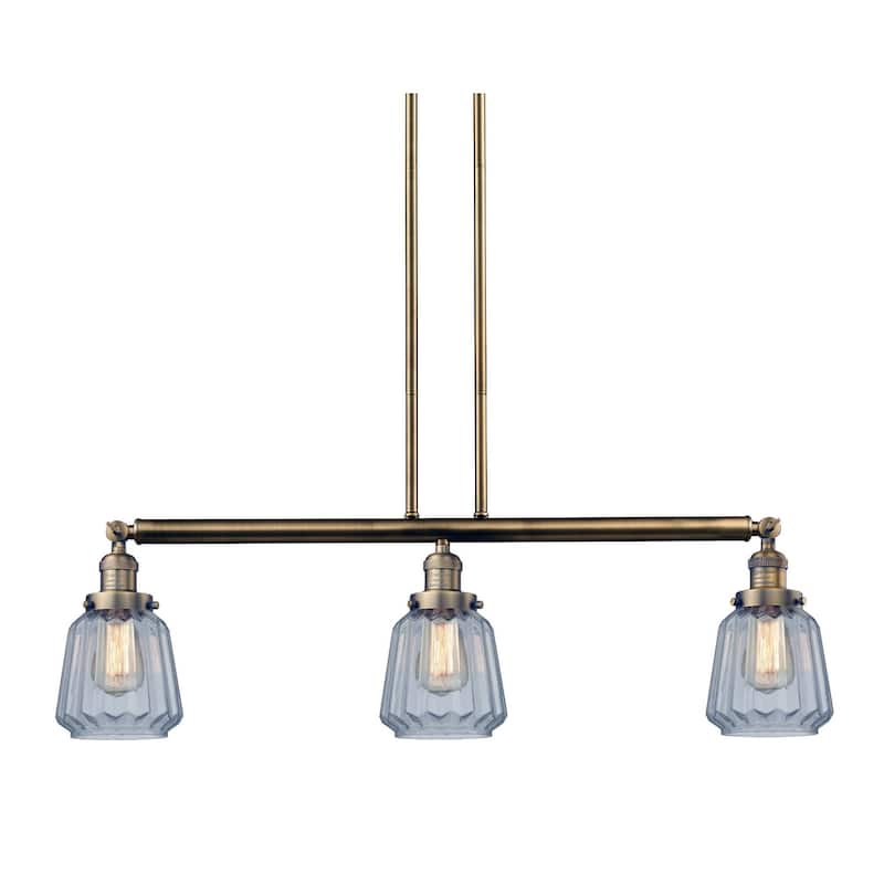 Innovations Lighting Chatham 3 Light 39" Wide Linear Chandelier - Brushed Brass / Clear