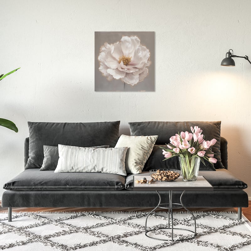 Wynwood Studio Canvas Floral and Botanical Soft Creamy Flower White and French Country Wall Art Canvas Print - White, Gray - 20 x 20