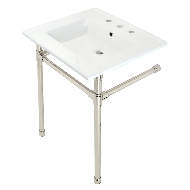 Kingston Brass Dreyfuss 25" Wide Console Sink Set - White / Polished Nickel
