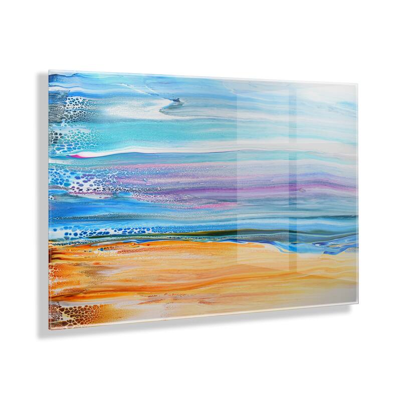 Kate and Laurel Sand and Surf Floating Acrylic Art by Xizhou Xie - 23x31 - Multi
