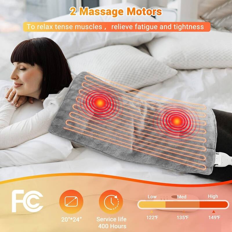 20"x24" Electric Neck Shoulder Heating Pad with Massaging Vibrations for Best Winter Gifts