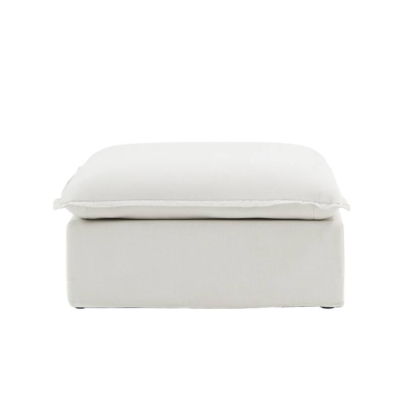 Modern Linen Fabric Sofa Ottoman with Storage.