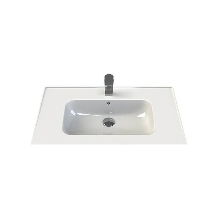 Nameeks CeraStyle 042300-U-One Hole Blue 31-1/2" Rectangular Ceramic