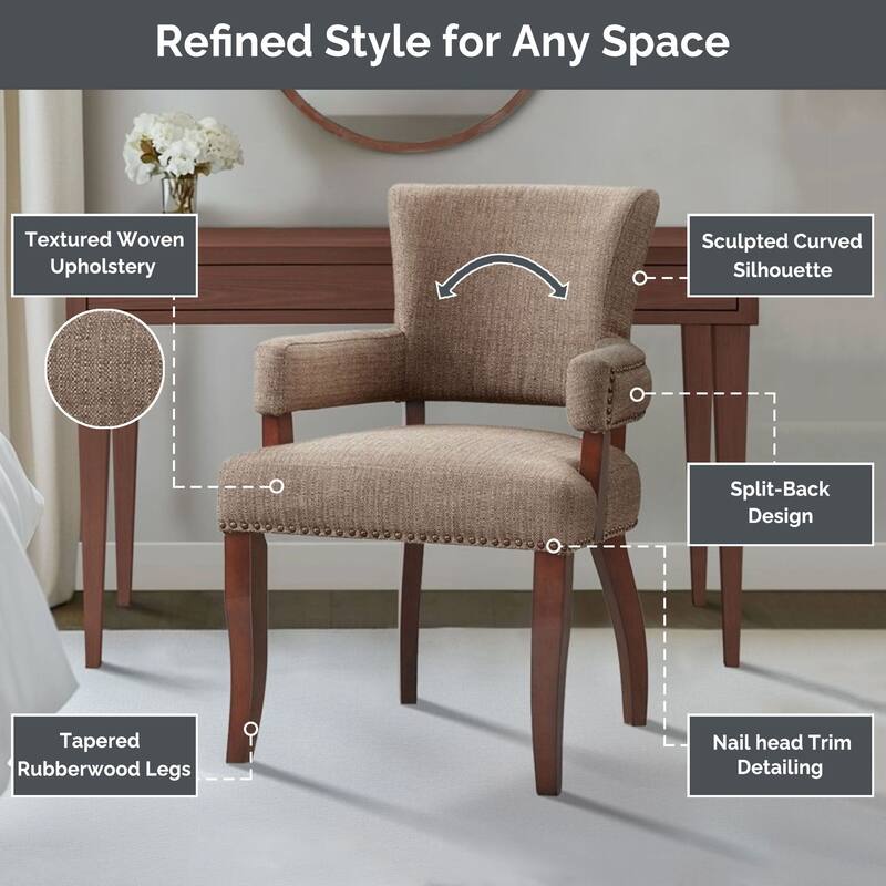 Madison Park Dawson Upholstered Dining Chair with Padded Arm