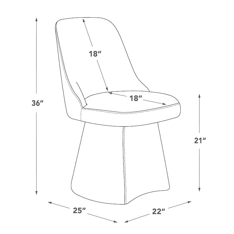 Anna Upholstered Swivel Armless Dining Chair for Kitchen Living Room