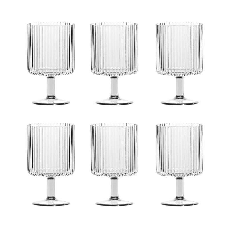 Abode Homewares by TarHong Mesa Stacking Goblet, 15 oz. Set of 6 - Clear