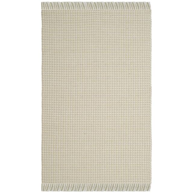 SAFAVIEH Handmade Montauk Rukhsana Flatweave Cotton Fringe Rug - 3' x 5' - Ivory/Green