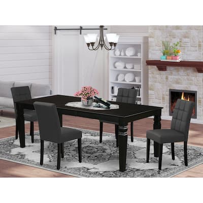 East West Furniture Dining Table Set Contains a Rectangle Kitchen Table and Chairs, Black (Pieces Options)