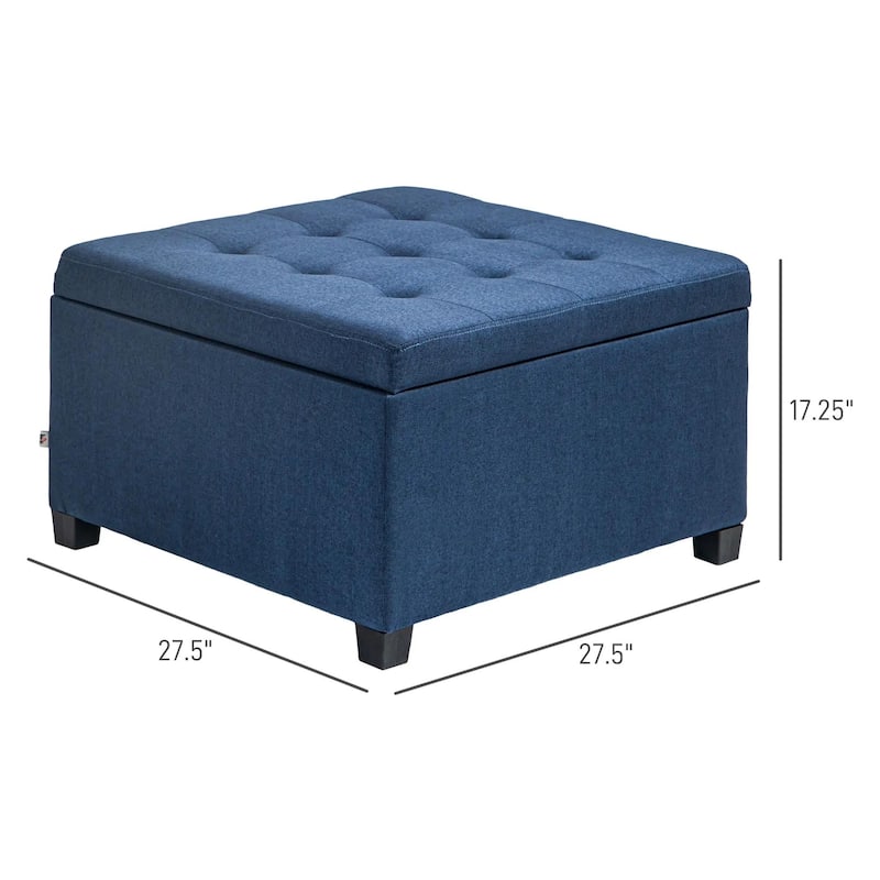 Round Storage Ottoman Bench, Button Tufted Ottoman with Flip Top