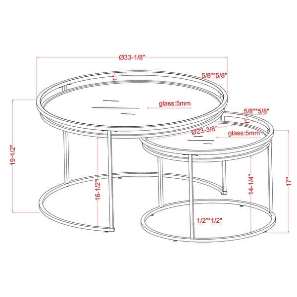 Elema Glam Chrome Glass Top 2-Piece Nesting Tables Set by Furniture of America