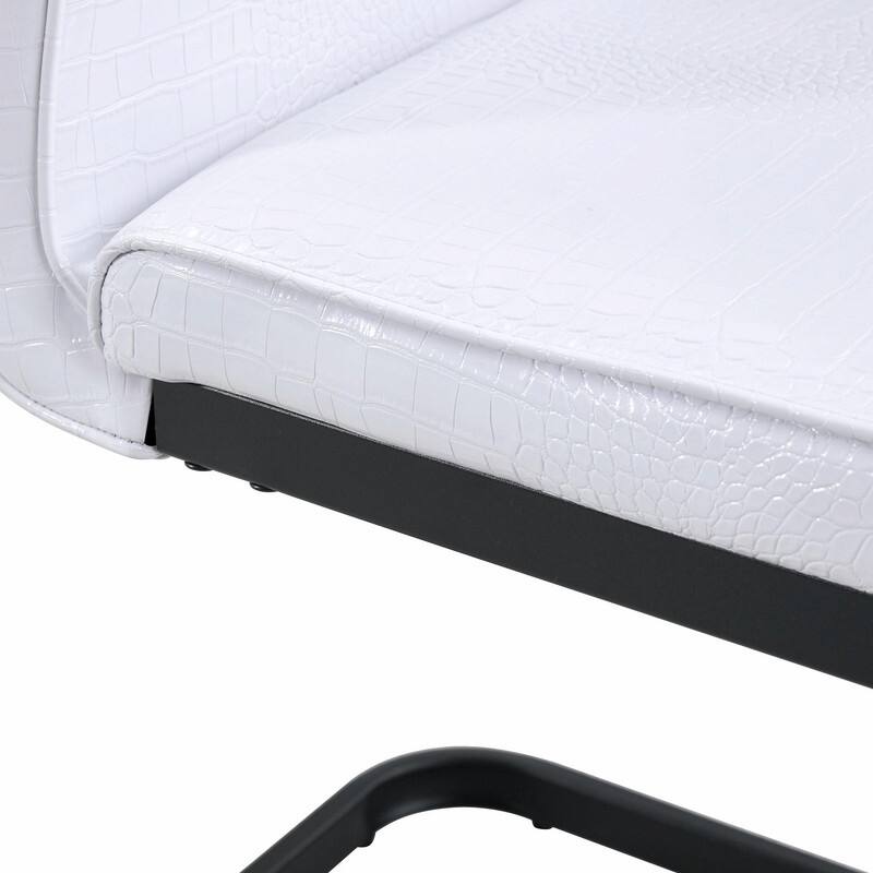 Set of 2 Retro Alligator Skin Upholstered Dining Chairs with Crystal Buckle Design & Faux Leather