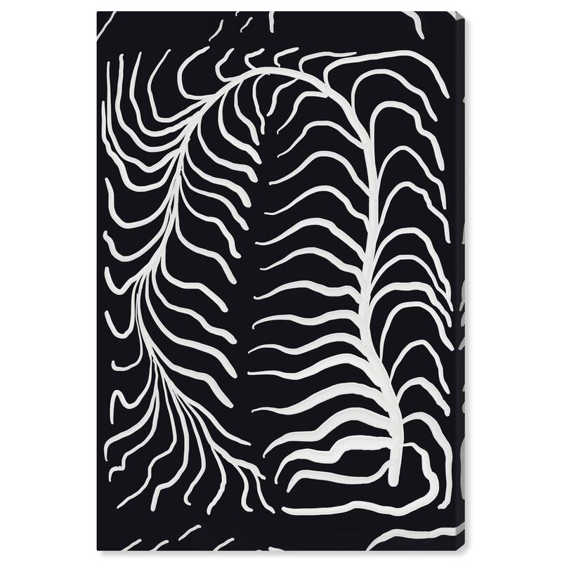 Wynwood Studio Canvas Abstract Lineal Closeup Leaves Black and Modern & Contemporary Wall Art Canvas Print