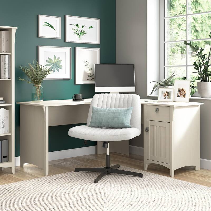 Bush Furniture Salinas 60W L Shaped Desk with Drawers and Storage