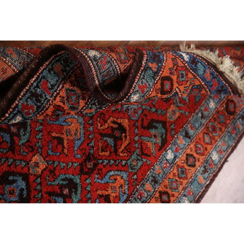 Hand Knotted Oriental 100% Wool Carpet Traditional All-Over Red Heriz Runner Rug - 13' 10'' X 3' 4''