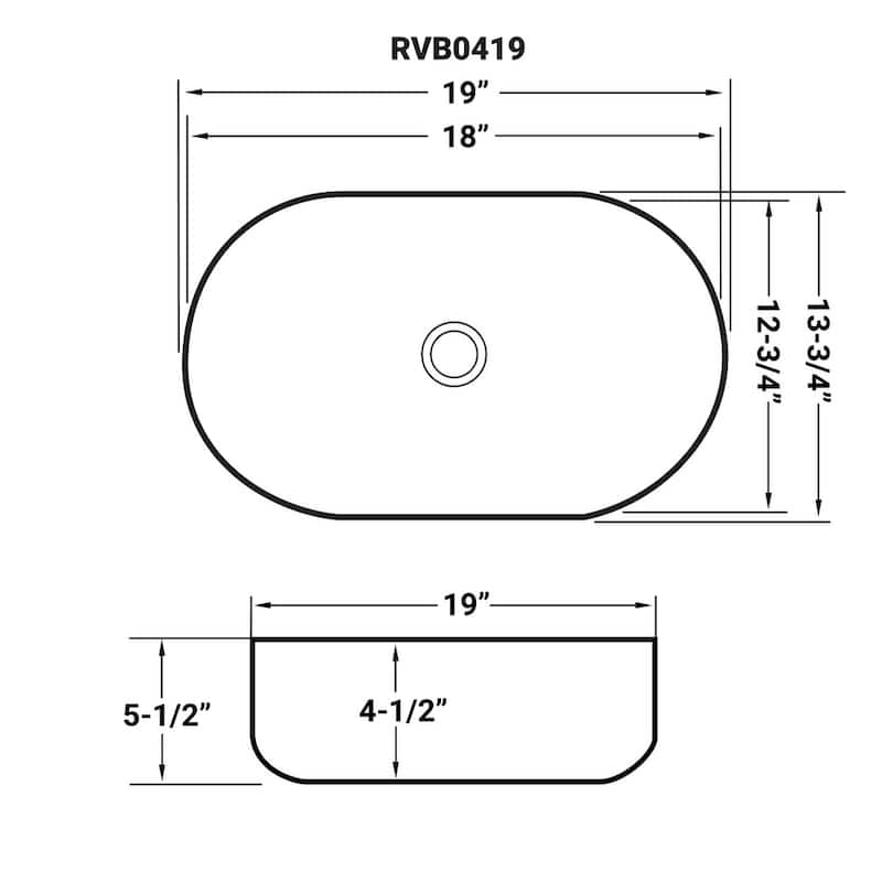 Ruvati 19 x 14 inch Bathroom Vessel Sink White Oval Above Counter Vanity Porcelain Ceramic - RVB0419