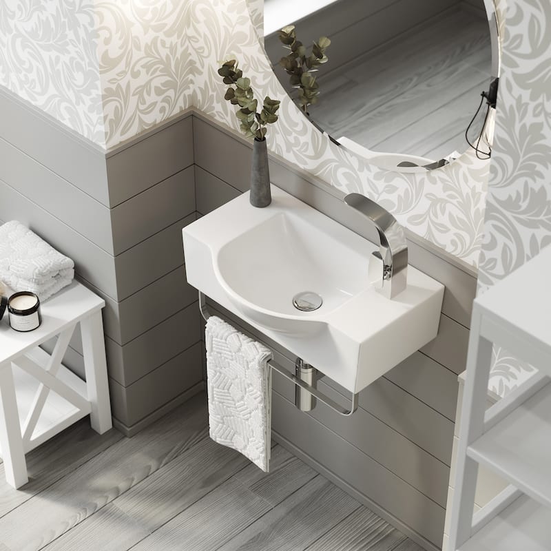Château 21.5" Right Side Faucet Wall-Mount Bathroom Sink with Chrome Towel Bar