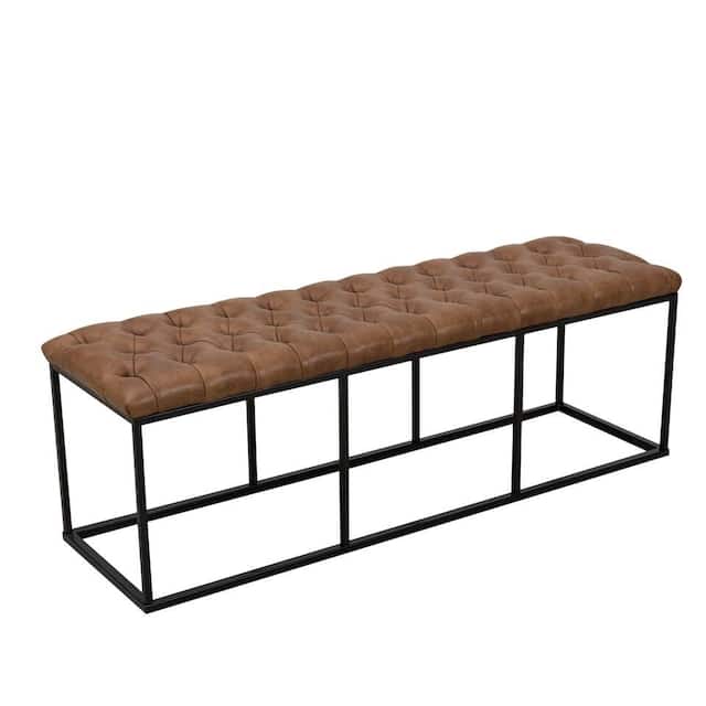 Carbon Loft DeAngelo Brown Faux Leather Decorative Bench - Distressed Brown